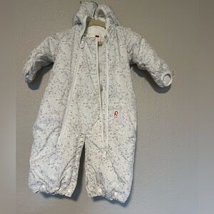 White Speckled Infant Snowsuit with Hood